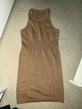 ALO Yoga Ribbed Mini Dress in light brown